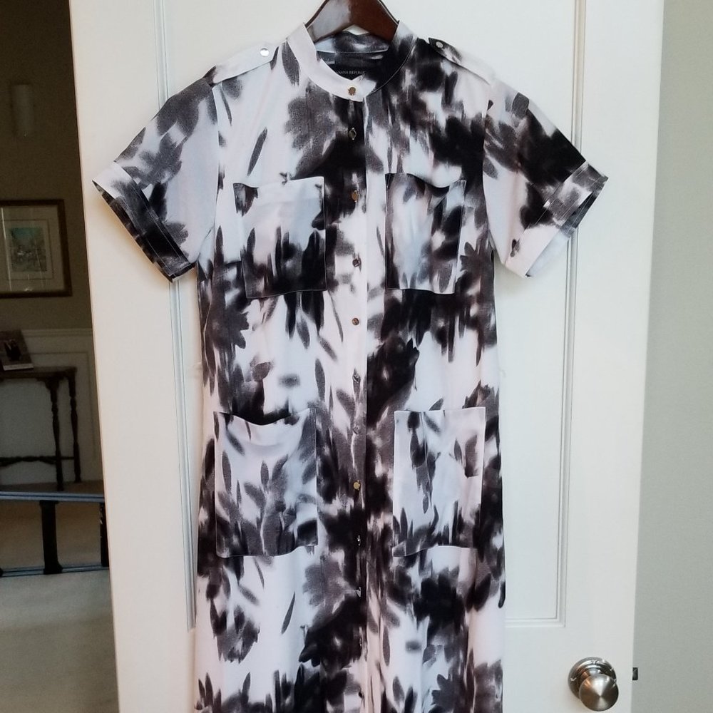 Banana Republic Black and White Button Front Dress
